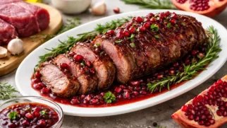 Фото рецепта: Мясо запеченное с гранатовым соусом