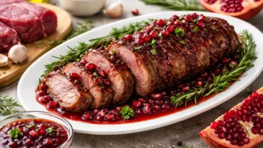 Фото рецепта: Мясо запеченное с гранатовым соусом
