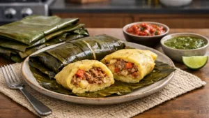Фото блюда: Накатамалес кукурузные тамалес с мясом традиционный рецепт никарагуанской кухни