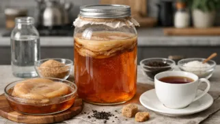 Фото рецепта: Домашний напиток комбуча из чайного гриба