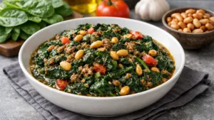 Фото блюда: Насыщенное ндоле тушеные листья с арахисом и мясом