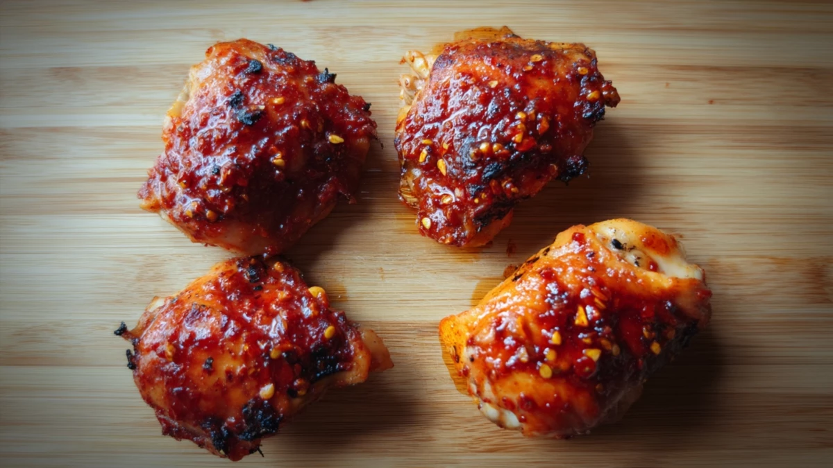 Фото блюда: Острые куриные бедра в насыщенном чили маринаде с румяной корочкой, рецепт с фото