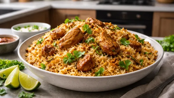 Пакистанское блюдо бирьяни с рисом и мясом