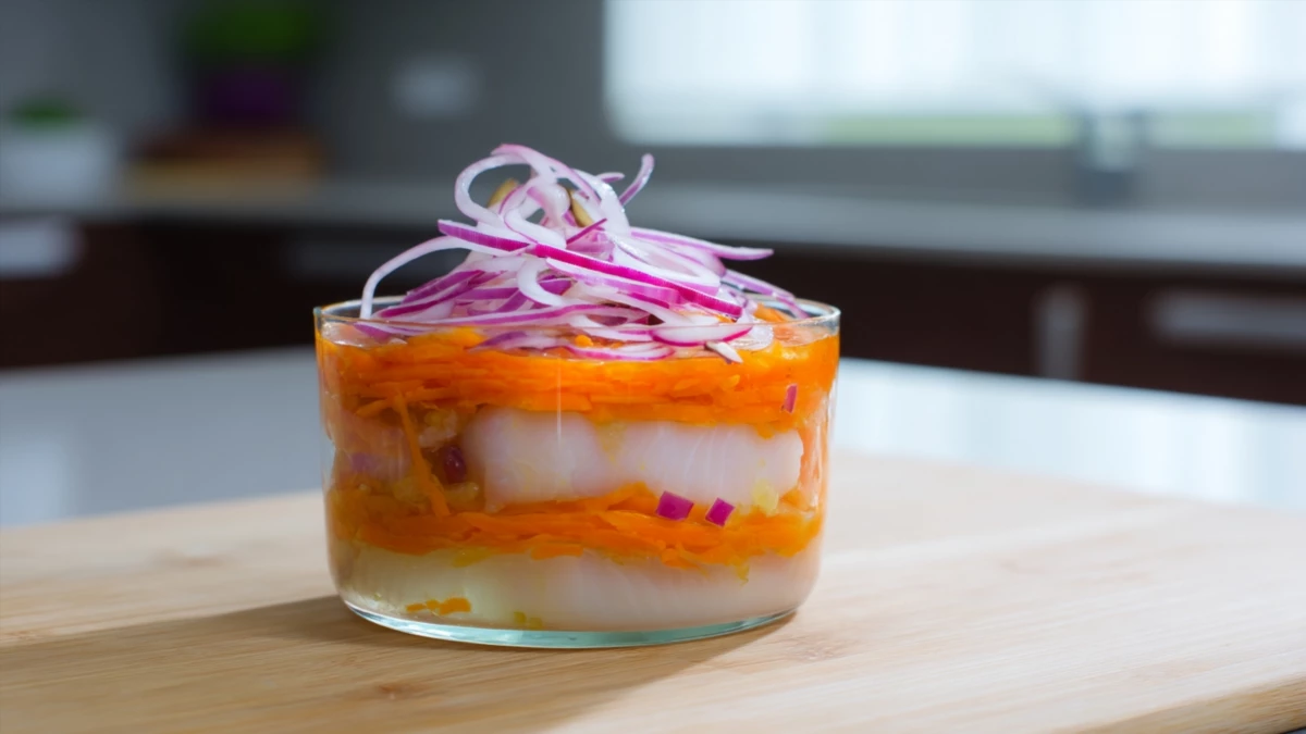 Фото блюда: Пангасиус под маринадом с морковью и луком, рецепт с фото