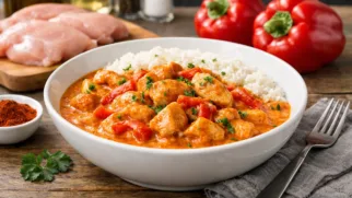 Фото рецепта: Паприкаш из курицы со сливочным соусом