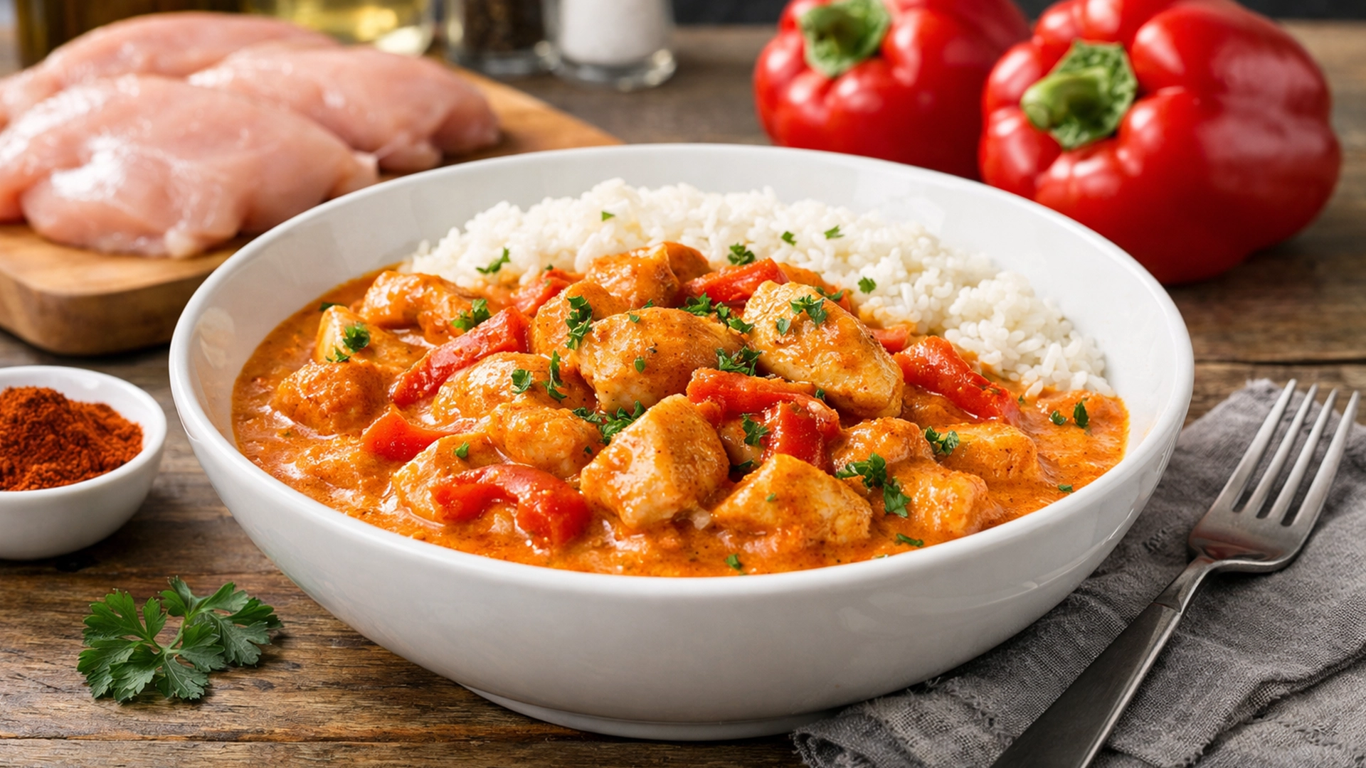 Фото блюда: Паприкаш из курицы со сливочным соусом