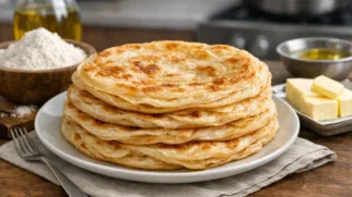 Фото рецепта: Парата слоеная лепешка на сковороде