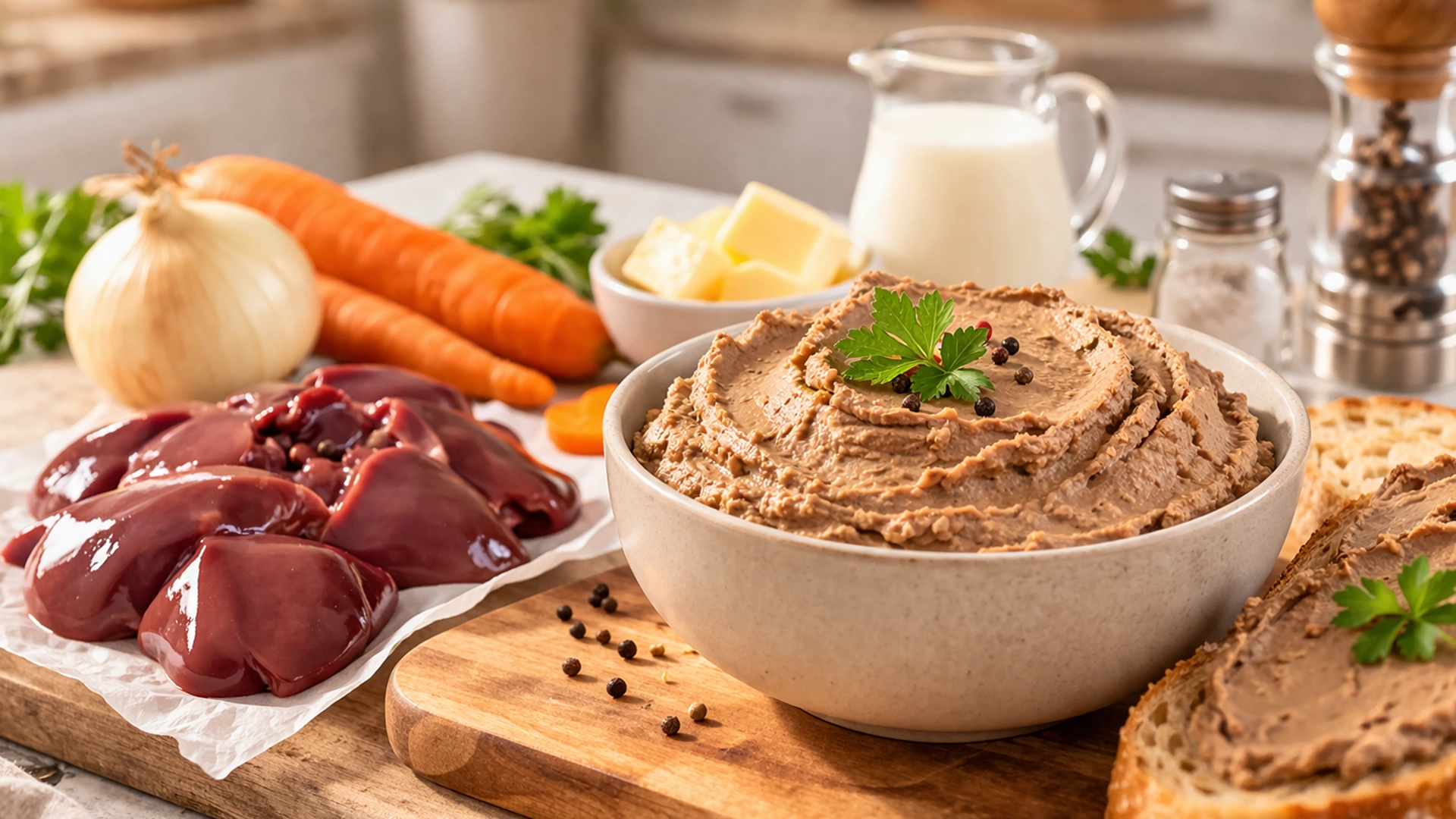 Фото блюда: Паштет из куриной печени с луком морковью и сливочным маслом