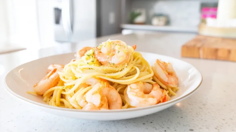 Фото блюда: Паста с креветками и цедрой грейпфрута