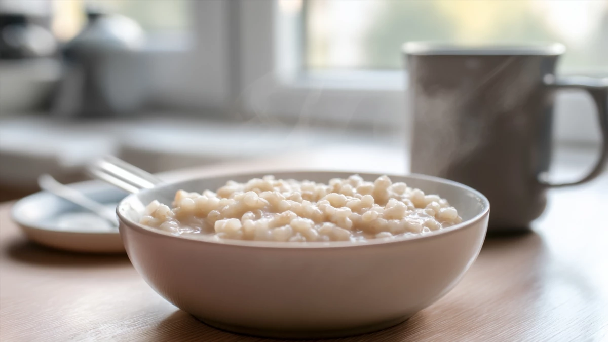 Фото блюда: Нежная перловая каша на молоке для уютного завтрака, рецепт с фото