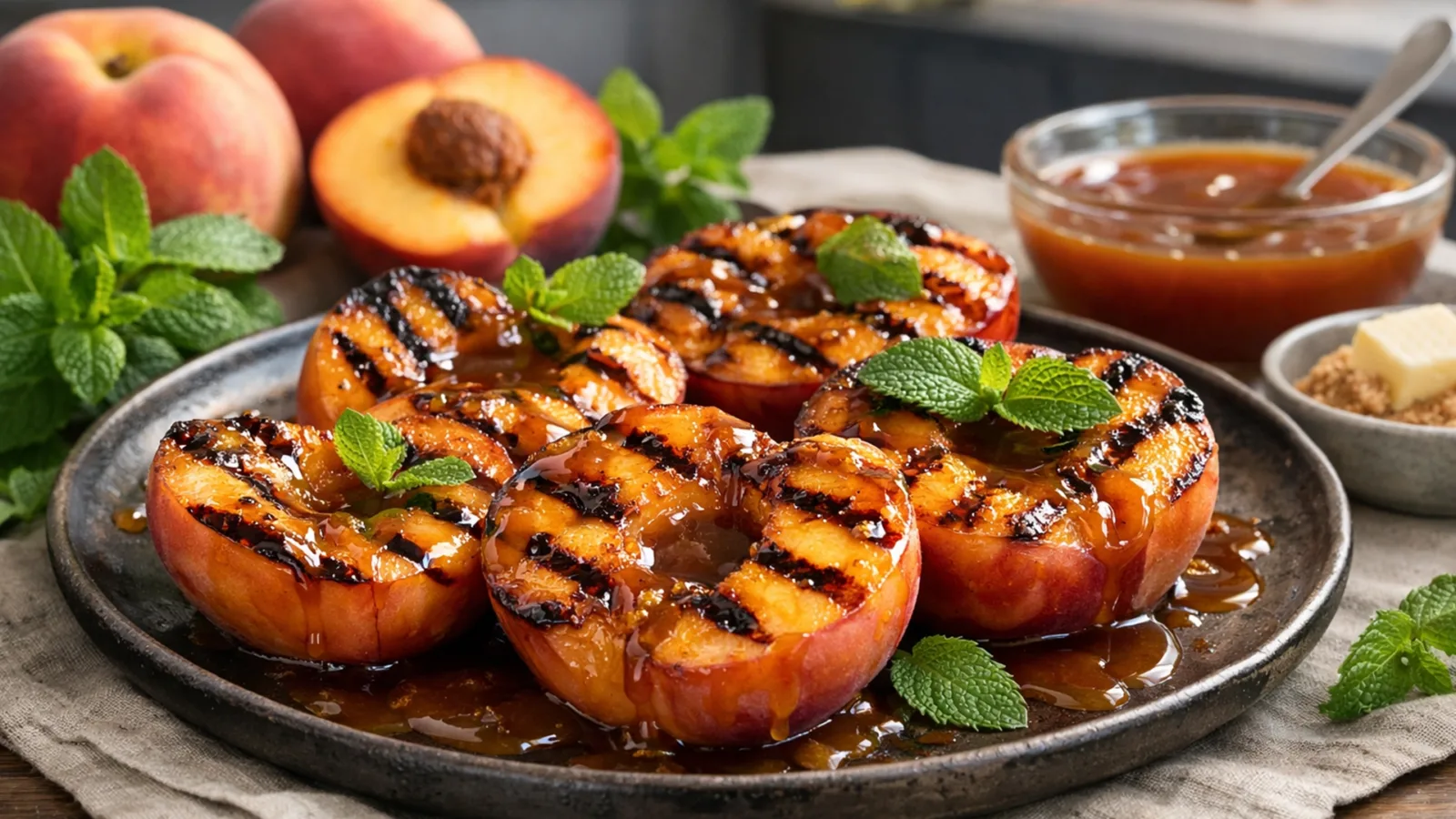 Фото блюда: Сочные персики на гриле браай с карамелью