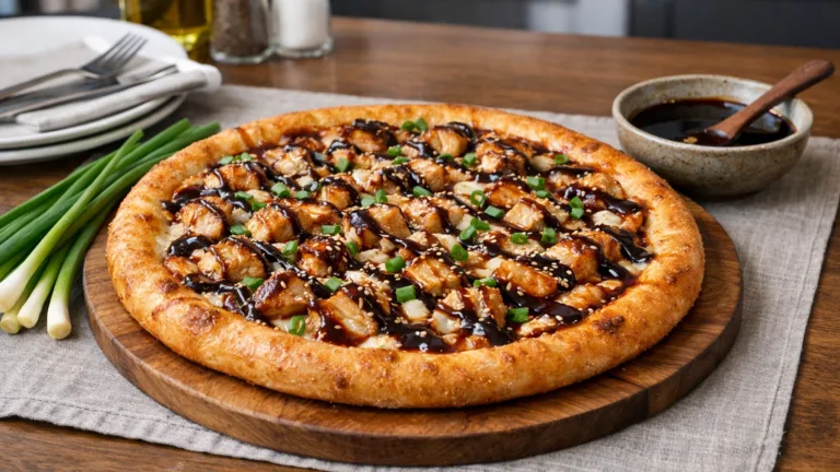 Фото блюда: Пицца с соусом терияки и курицей рецепт необычного блюда фьюжн кухни