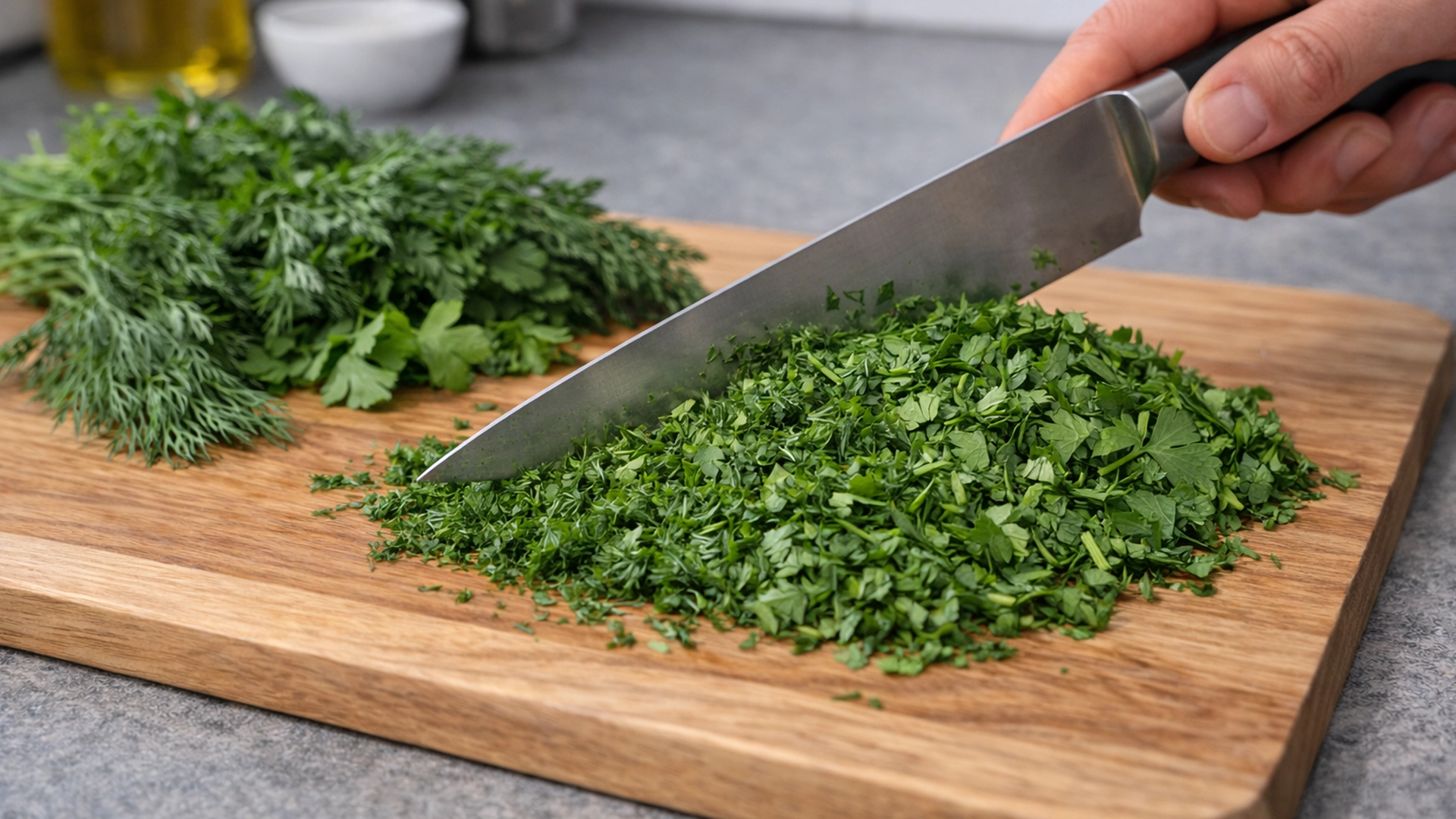 Нарезка укропа и петрушки