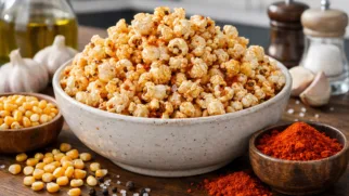 Фото рецепта: Попкорн с паприкой копченой чесноком и солью