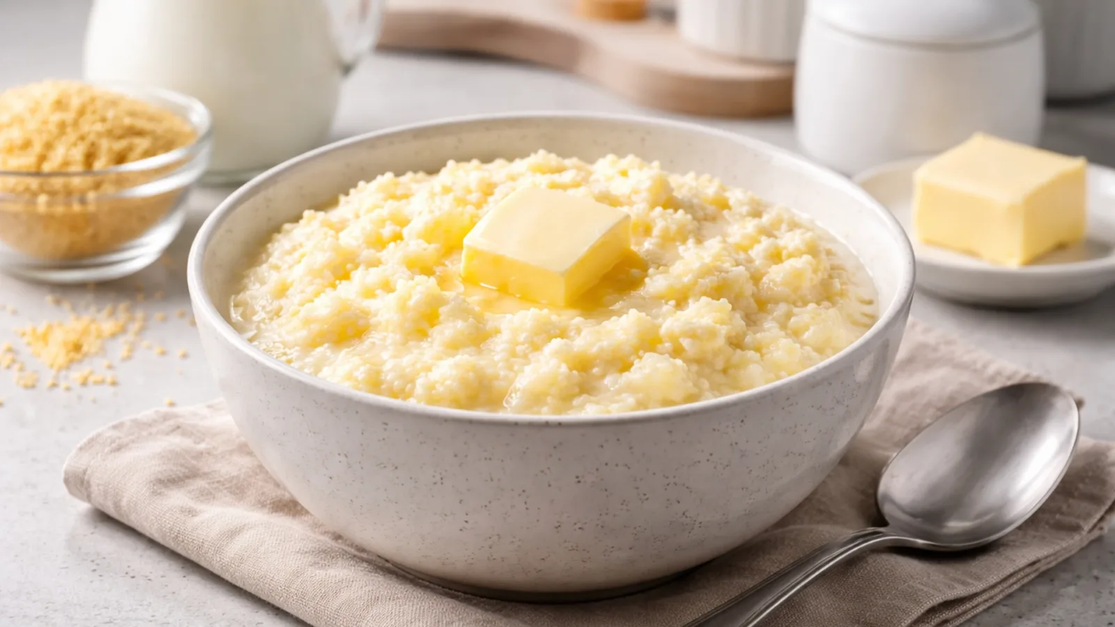 Фото блюда: Пшённая каша на молоке со сливочным маслом, рецепт с фото