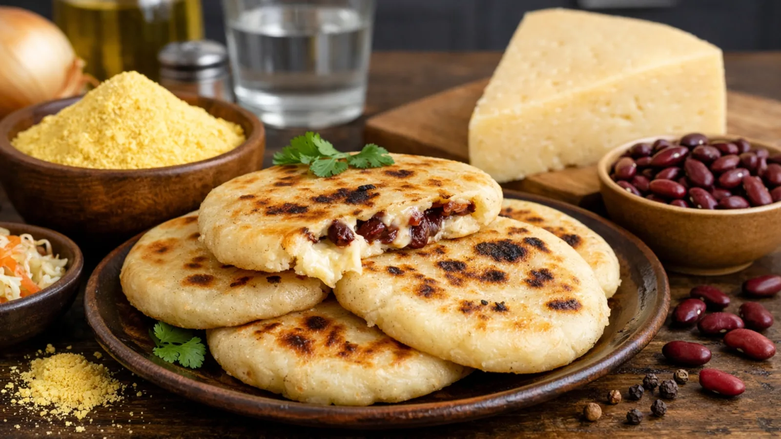 Фото блюда: Сочные пупуса лепешки с сыром и фасолью