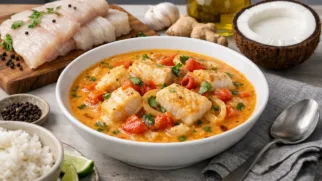 Фото рецепта: Нежное рагу из морской рыбы с кокосовым молоком