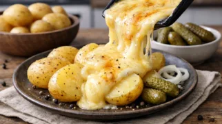 Фото рецепта: Раклет расплавленный сыр с картофелем