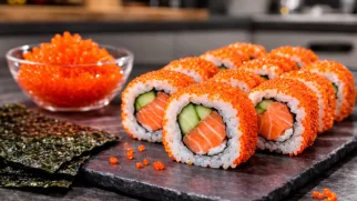 Фото рецепта: Роллы с икрой тобико