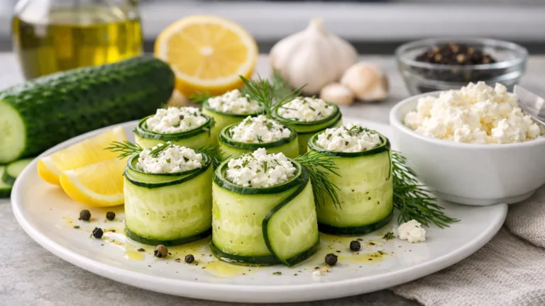 Фото блюда: Освежающие рулеты из огурца с творожным сыром