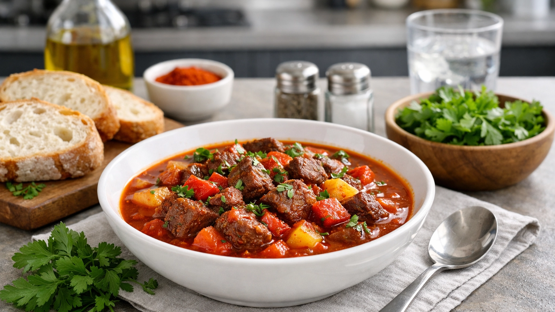 Фото блюда: Румынский гуляш с паприкой насыщенный рецепт румынской кухни