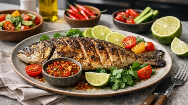 Фото блюда: Рыба на гриле с острым соусом ароматный рецепт сенегальской кухни