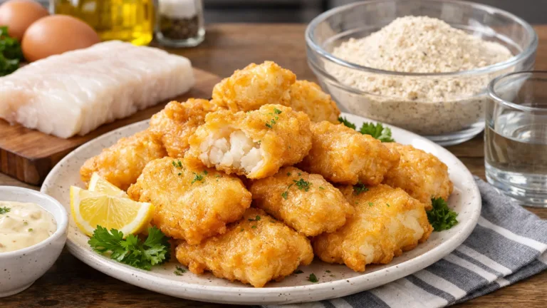 Фото блюда: Хрустящая рыба в кляре из сухой смеси на сковороде