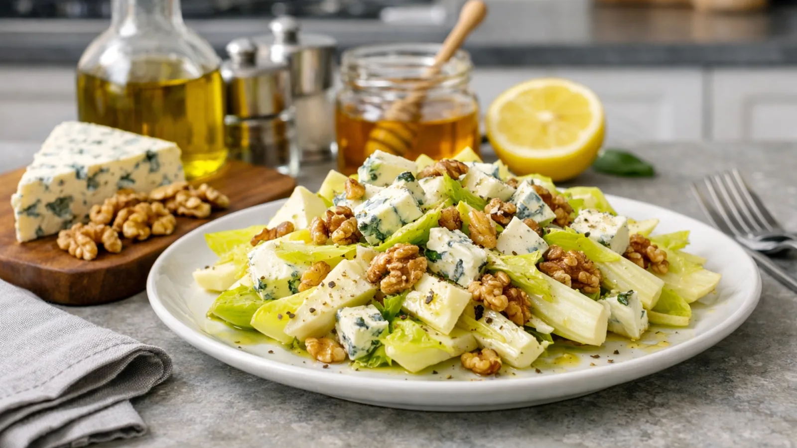 Фото блюда: Салат из цикория с сыром и орехами