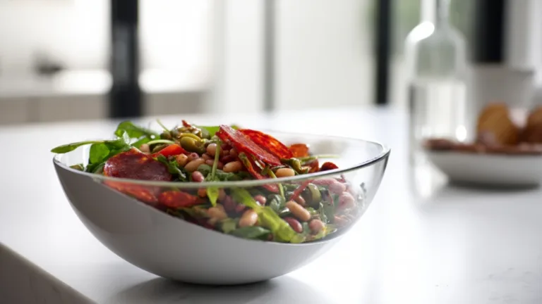 Фото блюда: Салат с пепперони и фасолью для сытного и яркого обеда