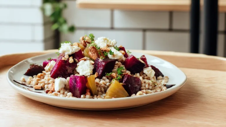 Фото блюда: Теплый салат с перловкой и запеченной свеклой для сытного обеда