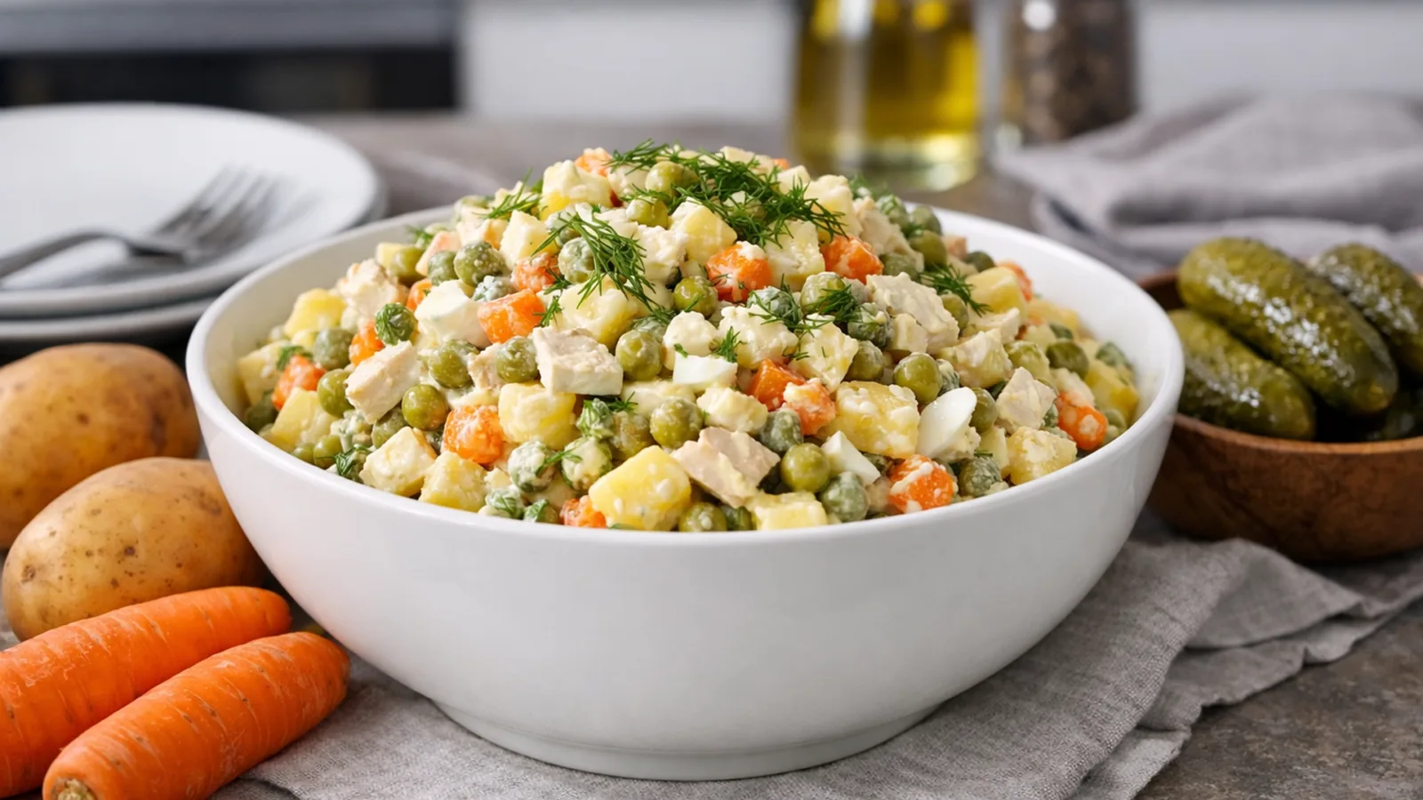 Фото блюда: Салат Зимний классический с курицей и овощами