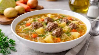 Фото рецепта: Щи из свежей капусты с говядиной