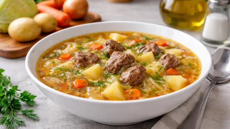 Фото блюда: Щи из свежей капусты с говядиной