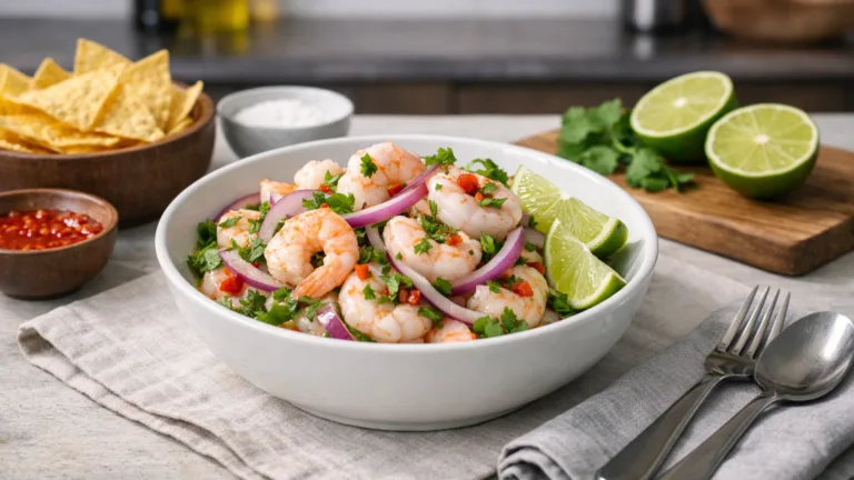 Фото блюда: Севиче из креветок с лаймом освежающий рецепт эквадорской кухни