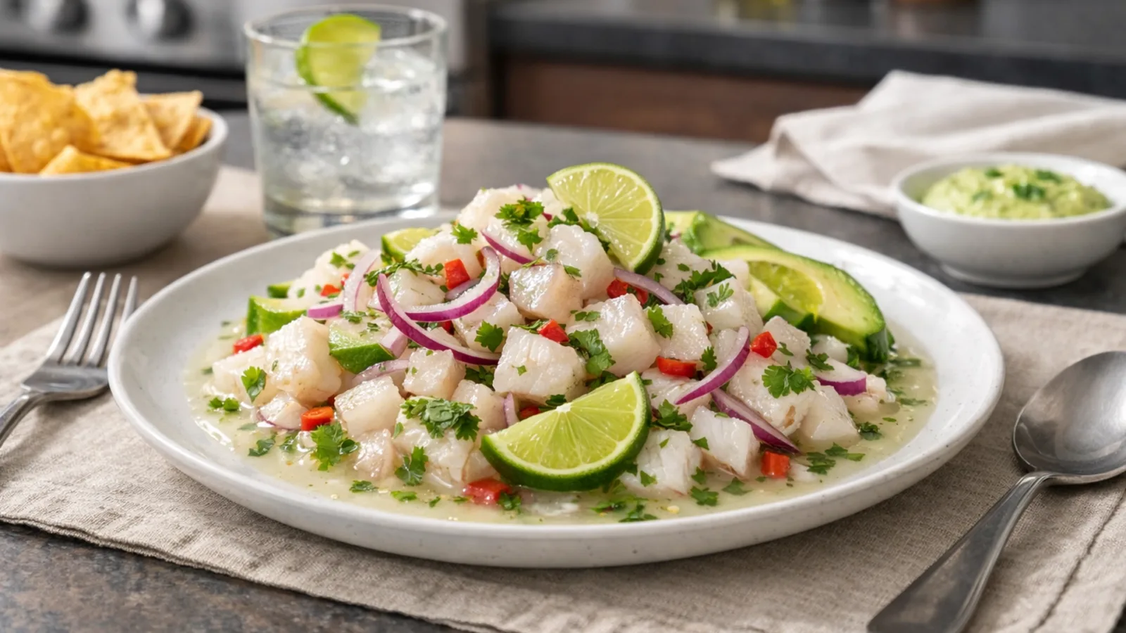 Фото блюда: Севиче из рыбы с лаймом и луком свежий рецепт перуанской кухни