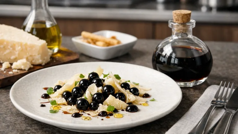 Фото блюда: Сферический бальзамический уксус с пармезаном рецепт молекулярной кухни