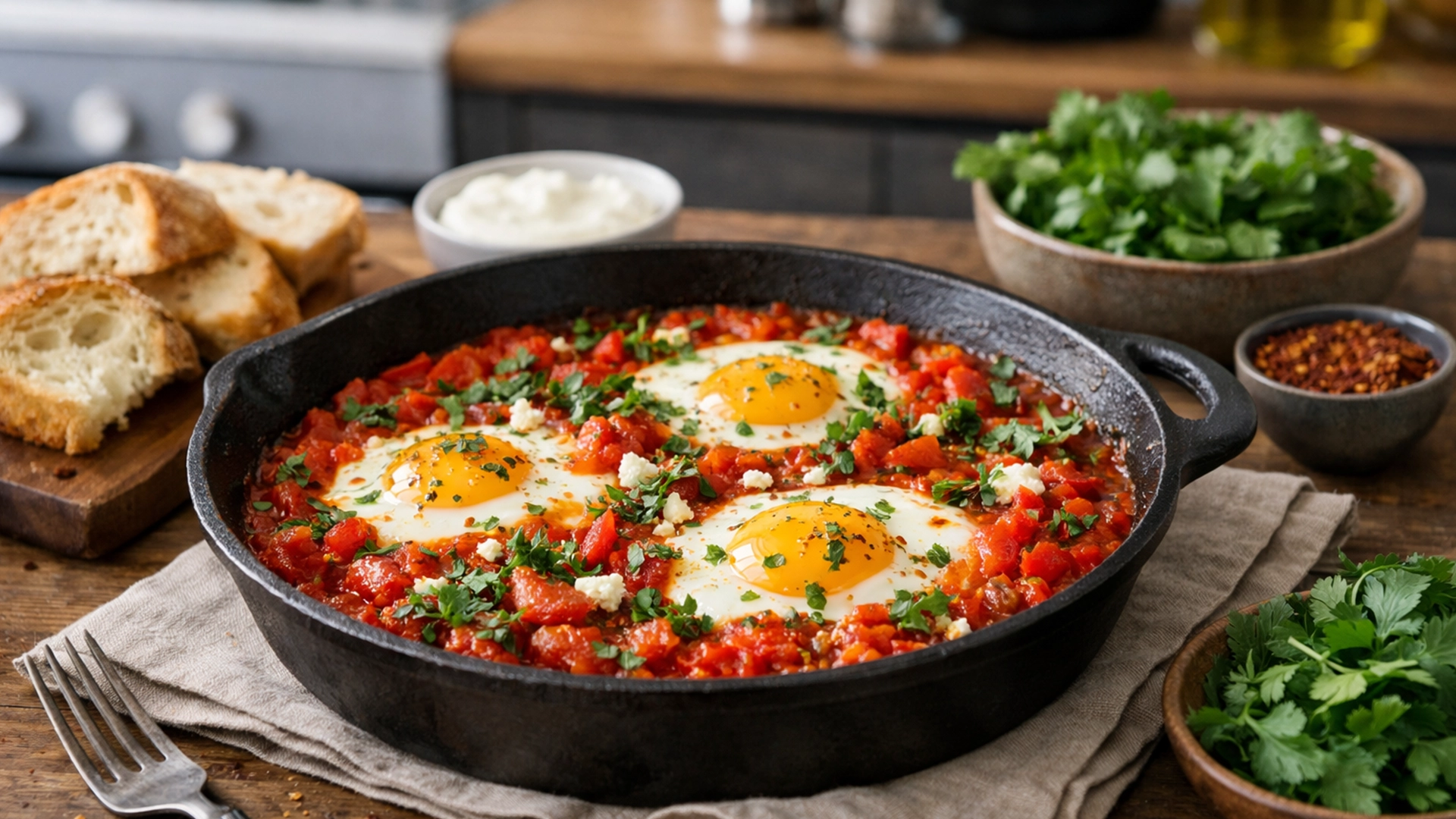 Фото блюда: Шакшука с томатами и яйцами рецепт ароматного блюда алжирской кухни