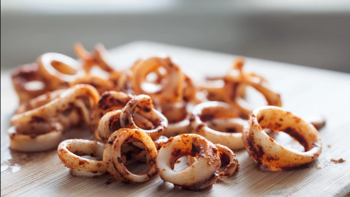 Фото блюда: Шашлык из кальмара с паприкой сочный морской рецепт, рецепт с фото