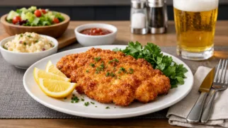 Фото рецепта: Шницель по словацки из свинины хрустящий рецепт словацкой кухни