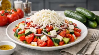 Фото рецепта: Шопский салат с брынзой и овощами