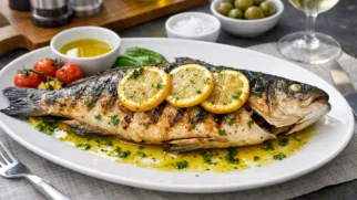 Фото рецепта: Хорватский сибас на гриле с оливковым маслом