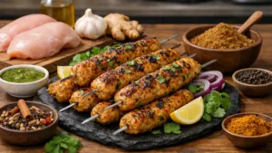 Фото блюда: Пряный сикх-кебаб из курицы с гарам масала