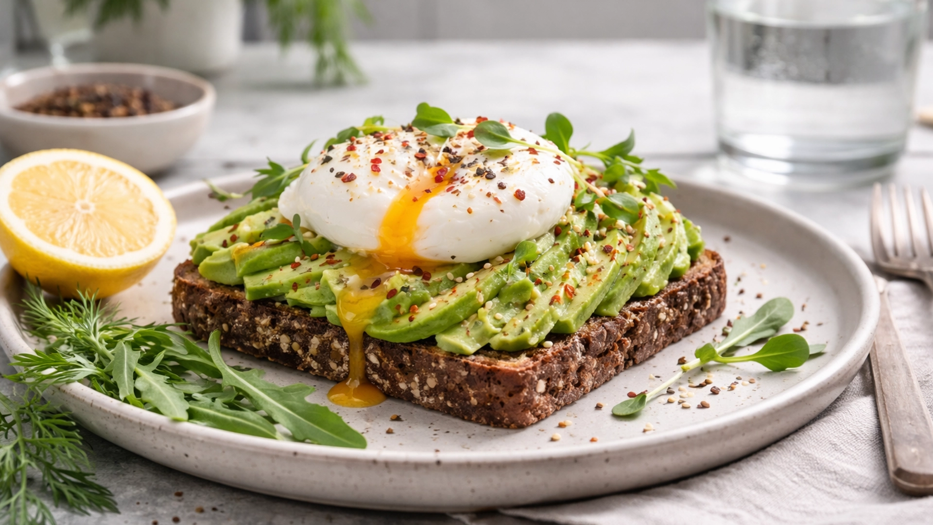 Фото блюда: Смёрребрёд с авокадо и яйцом пашот рецепт датского открытого бутерброда