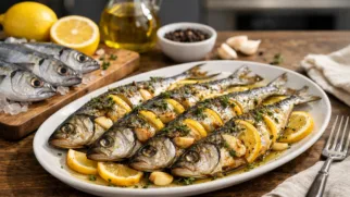 Фото рецепта: Ставрида запеченная с лимоном ароматная