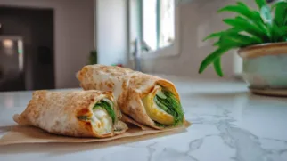 Фото рецепта: Сулугуни в лаваше с зеленью – ароматный и сытный перекус