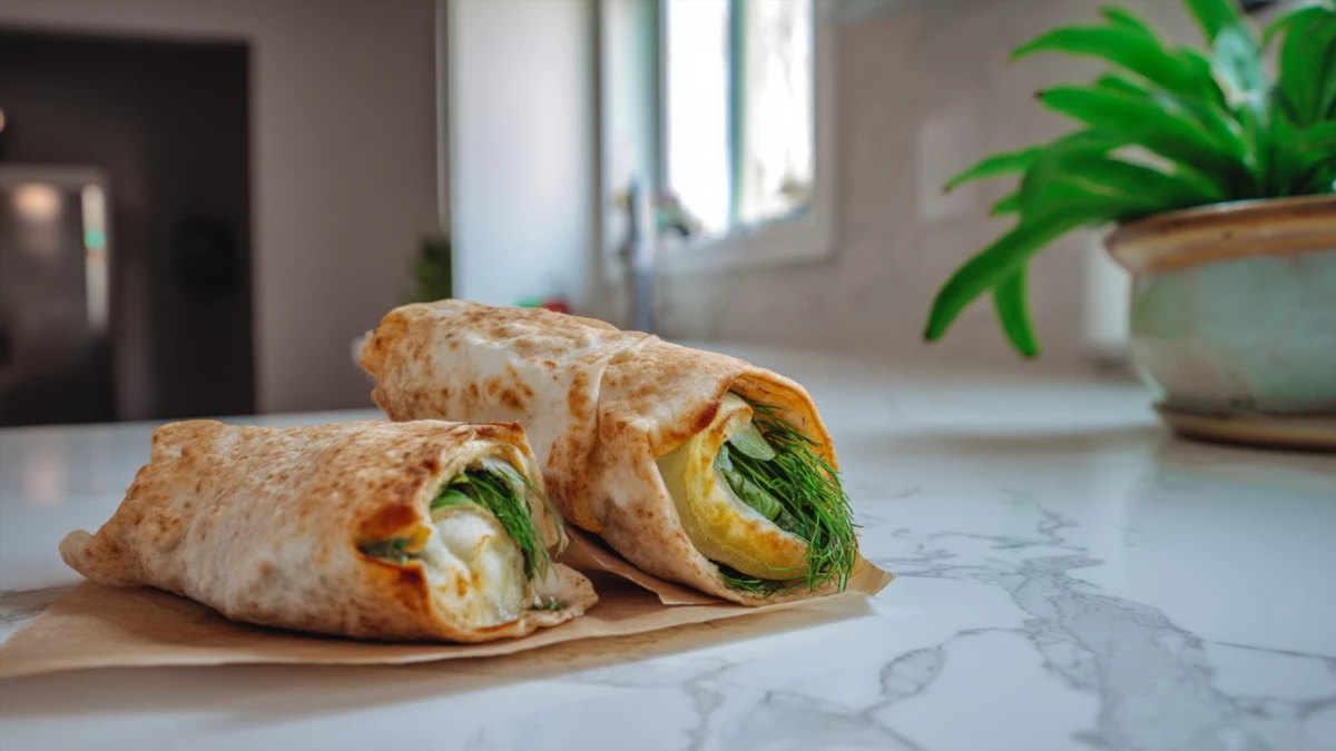 Фото блюда: Сулугуни в лаваше с зеленью – ароматный и сытный перекус