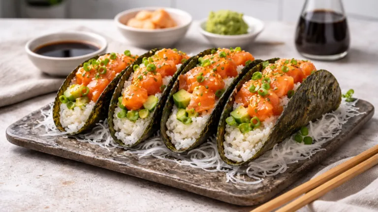 Фото блюда: Суши тако с лососем рецепт необычного блюда фьюжн кухни