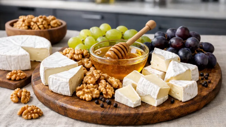 Фото блюда: Сырная тарелка с бри камамбером орехами и медом