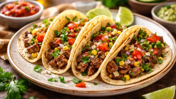 Мексиканские тако с мясом и овощами