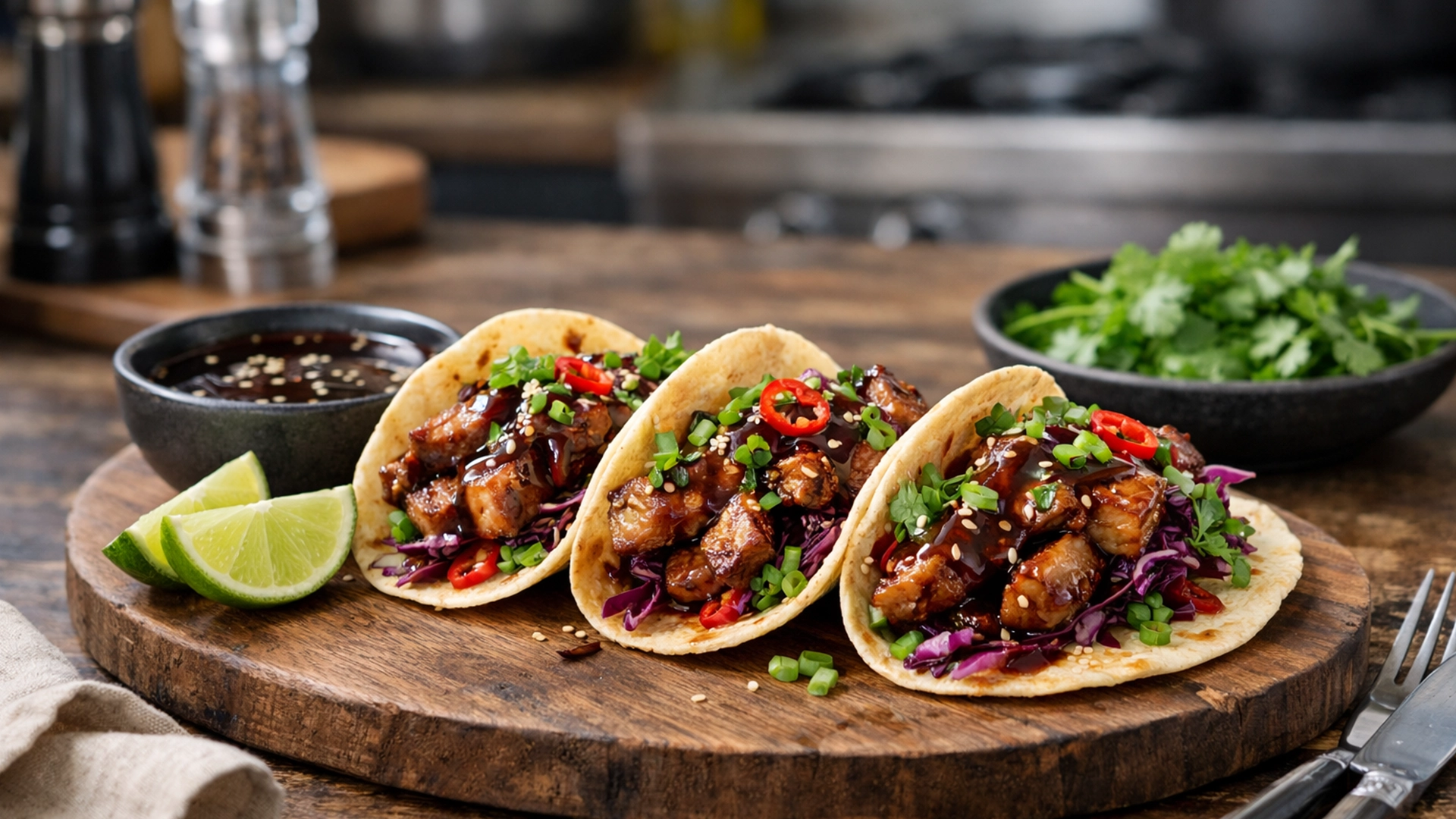 Фото блюда: Тако с уткой и соусом терияки необычный рецепт фьюжн кухни с насыщенным вкусом